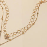 Bee Pendant Necklace Double Layered Choker