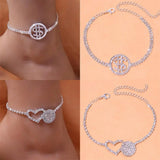 Heart Rhinestone Anklet with Dollar Sign Charm