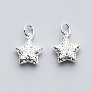 925 Sterling Silver Star Charms 14x12mm DIY Jewelry Making Earrings
