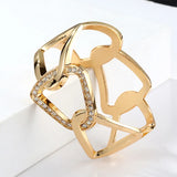 Hollow Out Metal Crystal Chain Bangle Open Cuff Bracelet