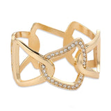 Hollow Out Metal Crystal Chain Bangle Open Cuff Bracelet