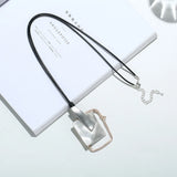 Square Pendant Necklace Geometric Long Chain Women's Jewelry