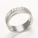 Double Layer CZ Stainless Steel Ring