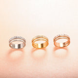 Double Layer CZ Stainless Steel Ring