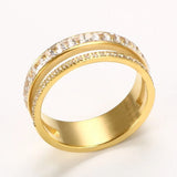 Double Layer CZ Stainless Steel Ring