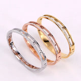 Hollow Roman Numerals Crystal Bracelet Bangle Rose Women Party Gift