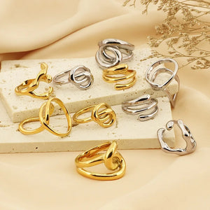 Irregular Stainless Steel Rings for Women - French Jewelry