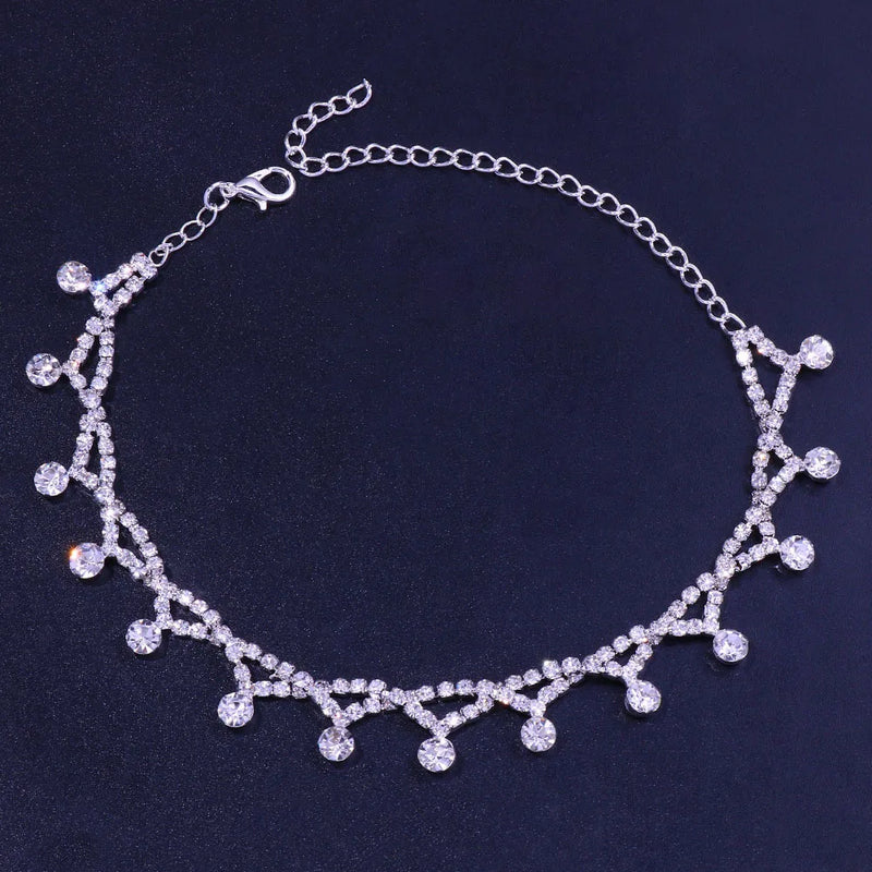 Geometric Crystal Anklet Sexy Beach Chain