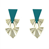 HK Style Triangle Contrast Earrings 925 Silver
