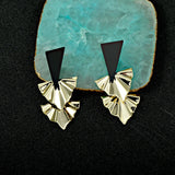 HK Style Triangle Contrast Earrings 925 Silver