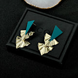 HK Style Triangle Contrast Earrings 925 Silver