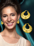 Golden Brass Hoop Earrings Set African Jewelry Wedding Party