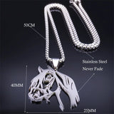 Horse Head Pendant Necklace Stainless Steel Silver Animal Necklaces