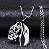 Horse Head Pendant Necklace Stainless Steel Silver Animal Necklaces