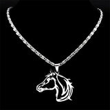 Horsehead Pendant Necklace Stainless Steel Hip Hop Necklaces