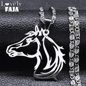 Horsehead Pendant Necklace Stainless Steel Hip Hop Necklaces