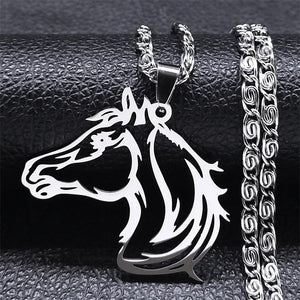 Horsehead Pendant Necklace Stainless Steel Hip Hop Necklaces