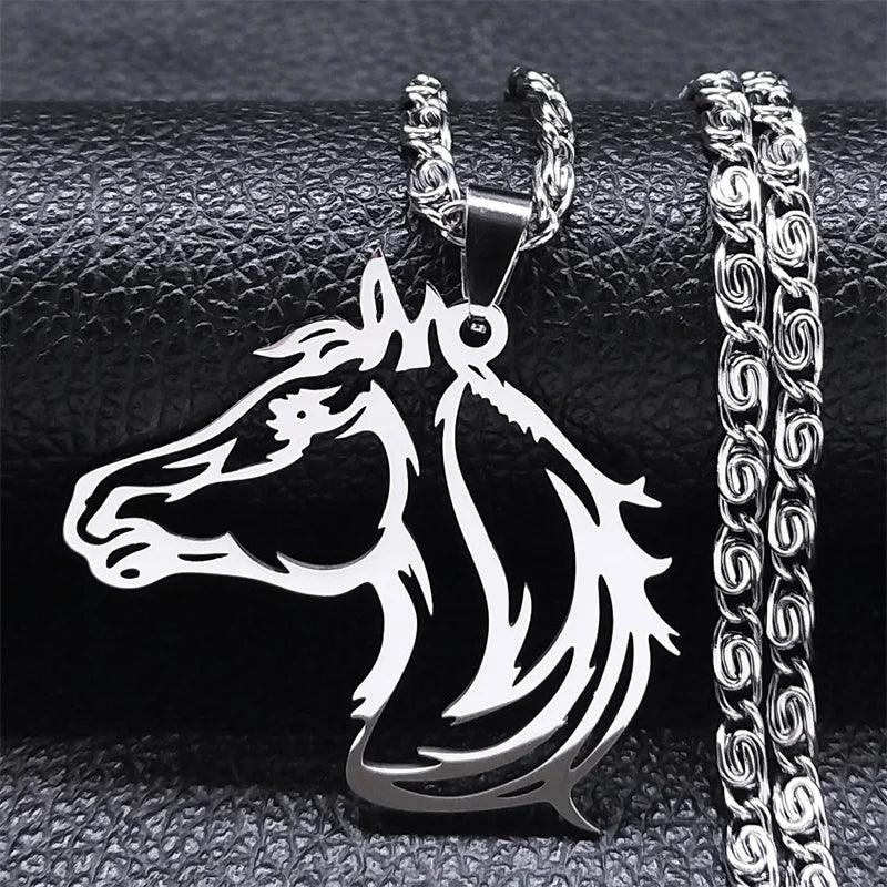 Horsehead Pendant Necklace Stainless Steel Hip Hop Necklaces