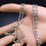 Horsehead Pendant Necklace Stainless Steel Hip Hop Necklaces