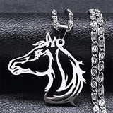 Horsehead Pendant Necklace Stainless Steel Hip Hop Necklaces