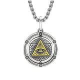 Horus Eye of God Men's Necklace Rotatable Round Pendant Retro Punk Male Jewelry