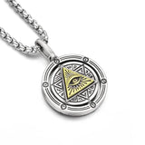 Horus Eye of God Men's Necklace Rotatable Round Pendant Retro Punk Male Jewelry