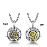Horus Eye of God Men's Necklace Rotatable Round Pendant Retro Punk Male Jewelry