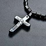 Hematite Necklace Magnetic Therapy Healing Health Jewelry Cross Pendant