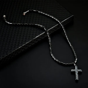 Hematite Necklace Magnetic Therapy Healing Health Jewelry Cross Pendant