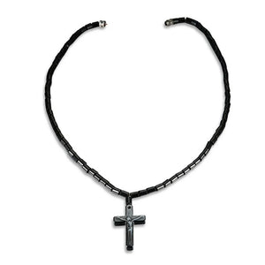 Hematite Necklace Magnetic Therapy Healing Health Jewelry Cross Pendant