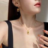 Hot Famous 18K Heart Necklace Earring Jewelry Set Women Runway Party