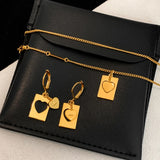 Hot Famous 18K Heart Necklace Earring Jewelry Set Women Runway Party