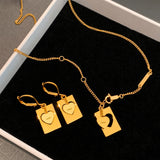 Hot Famous 18K Heart Necklace Earring Jewelry Set Women Runway Party