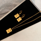 Hot Famous 18K Heart Necklace Earring Jewelry Set Women Runway Party