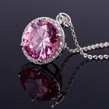 Large Tourmaline Zircon Pendant Necklace for Women