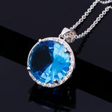 Large Tourmaline Zircon Pendant Necklace for Women