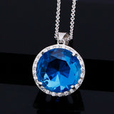 Large Tourmaline Zircon Pendant Necklace for Women