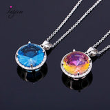 Large Tourmaline Zircon Pendant Necklace for Women