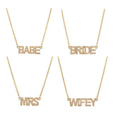 Zircon Letter Choker Chain Necklace Punk English Letter Female Clavicle Chain