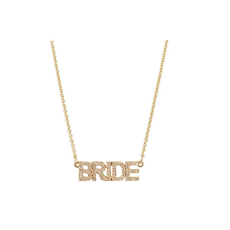 Zircon Letter Choker Chain Necklace Punk English Letter Female Clavicle Chain