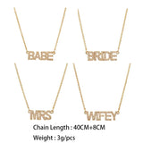 Zircon Letter Choker Chain Necklace Punk English Letter Female Clavicle Chain