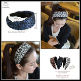 Embroidery Flower Wide Lace Hairband for Women