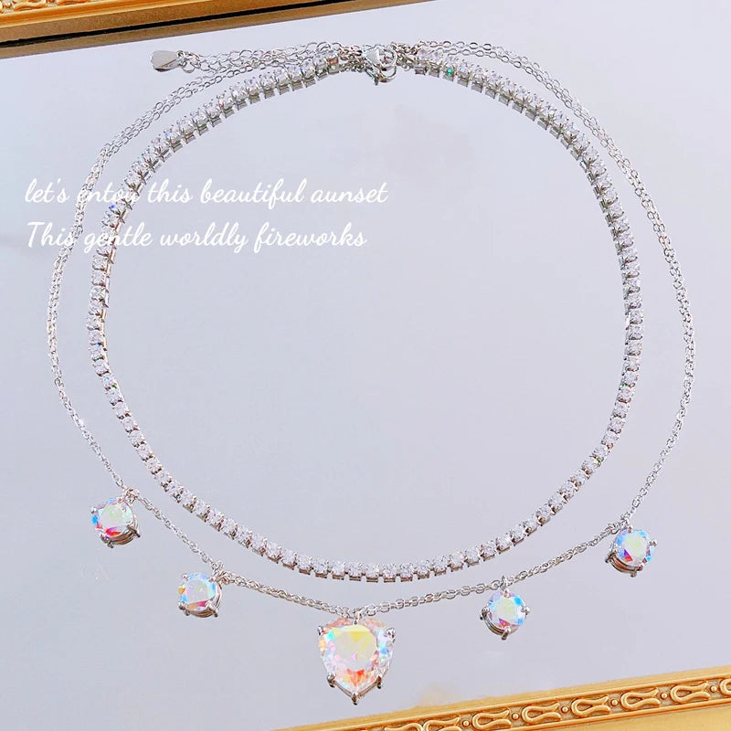 Heart Pendant Necklace with Cubic Zircon for Women