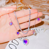 Heart Pendant Necklace with Cubic Zircon for Women