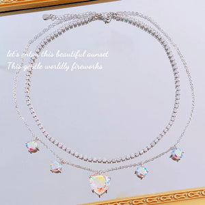 Heart Pendant Necklace with Cubic Zircon for Women