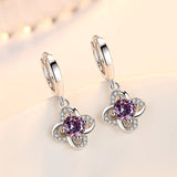 Hot Lucky Flower Crystal Silver Stud Earrings for Women
