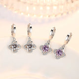 Hot Lucky Flower Crystal Silver Stud Earrings for Women