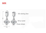 Hot Lucky Flower Crystal Silver Stud Earrings for Women