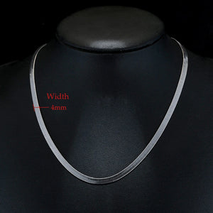 Hot Punk Clavicle Necklace 925 Sterling Silver Collar Necklaces Flat Snake Chain