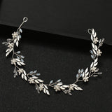 Silver Headband Wedding Hair Accessory Pearls Crystal Bridal Headpiece